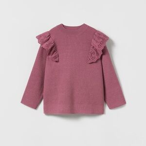 Zara Kids Ribbed Eyelet Ruffle Sweater 18-24M